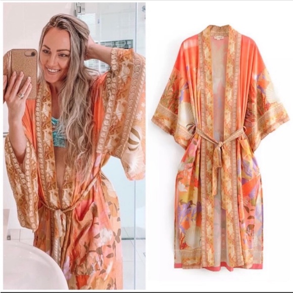 New! Mermaid Gypsy Boho Floral Kimono Duster Robe - Picture 1 of 9